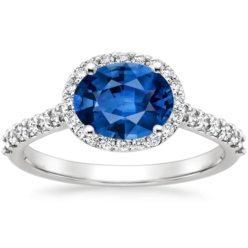 Sapphire Ellipse Diamond Ring in Platinum