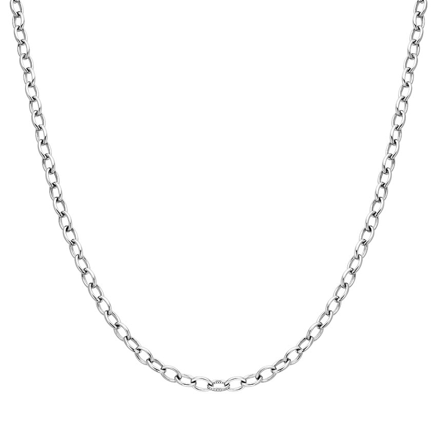 Silver Diamond Link Necklace 