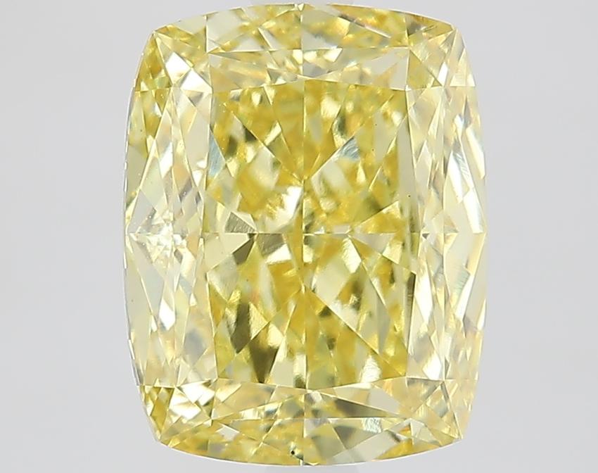 3.76 Ct. Fancy Vivid Yellow Cushion Lab Grown Diamond