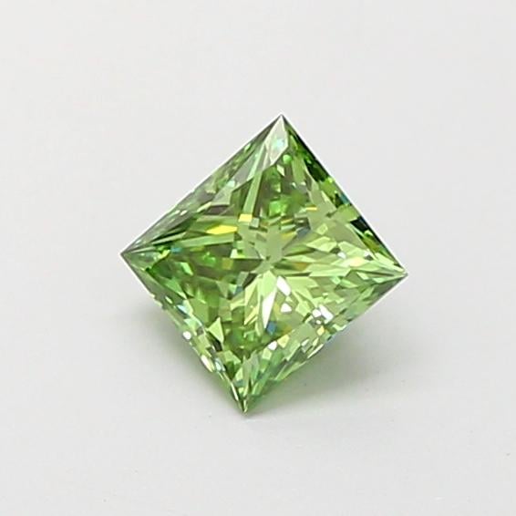 0.70 Ct. Fancy Vivid Green Princess Lab Grown Diamond