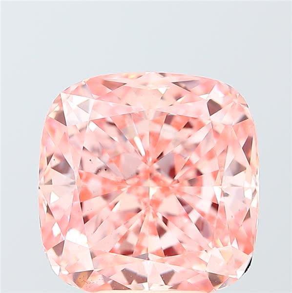 6.47 Ct. Fancy Vivid  Pink Cushion Lab Grown Diamond