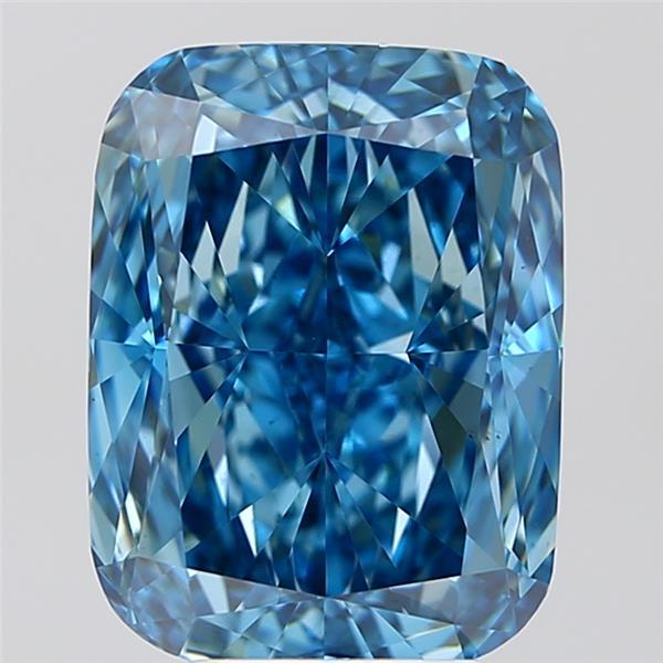 6.00 Ct. Fancy Vivid  Blue Cushion Lab Grown Diamond
