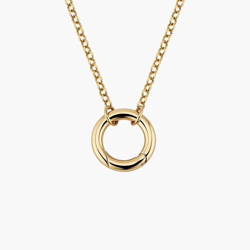 14K Yellow Gold 16 in. Circle Rolo Chain Charm Necklace