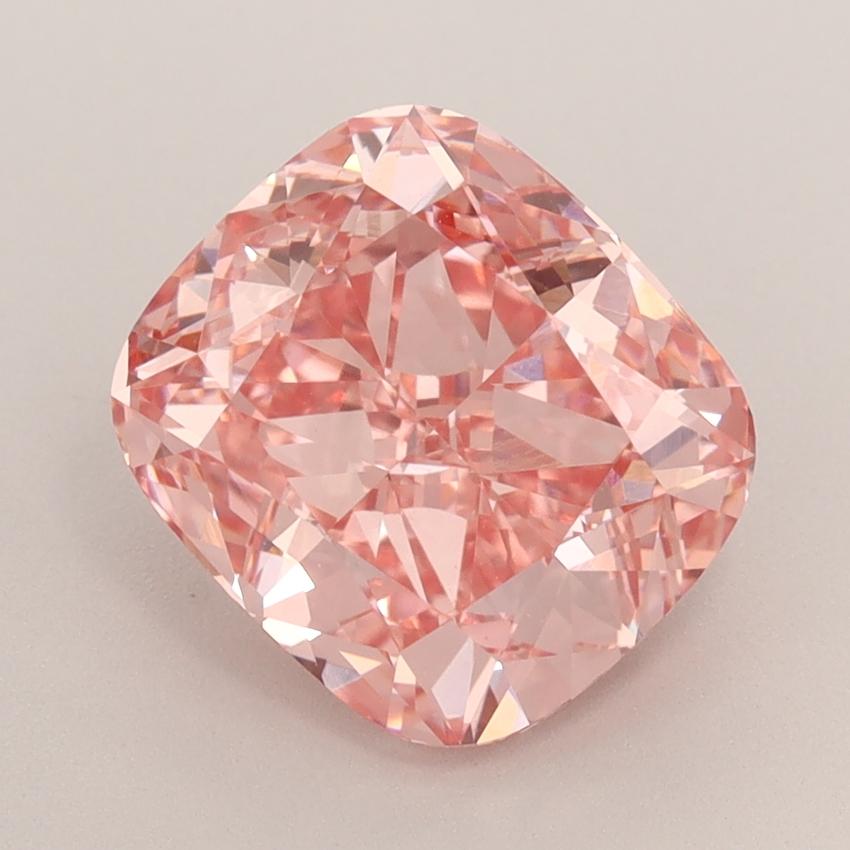 3.01 Ct. Fancy Vivid  Pink Cushion Lab Grown Diamond