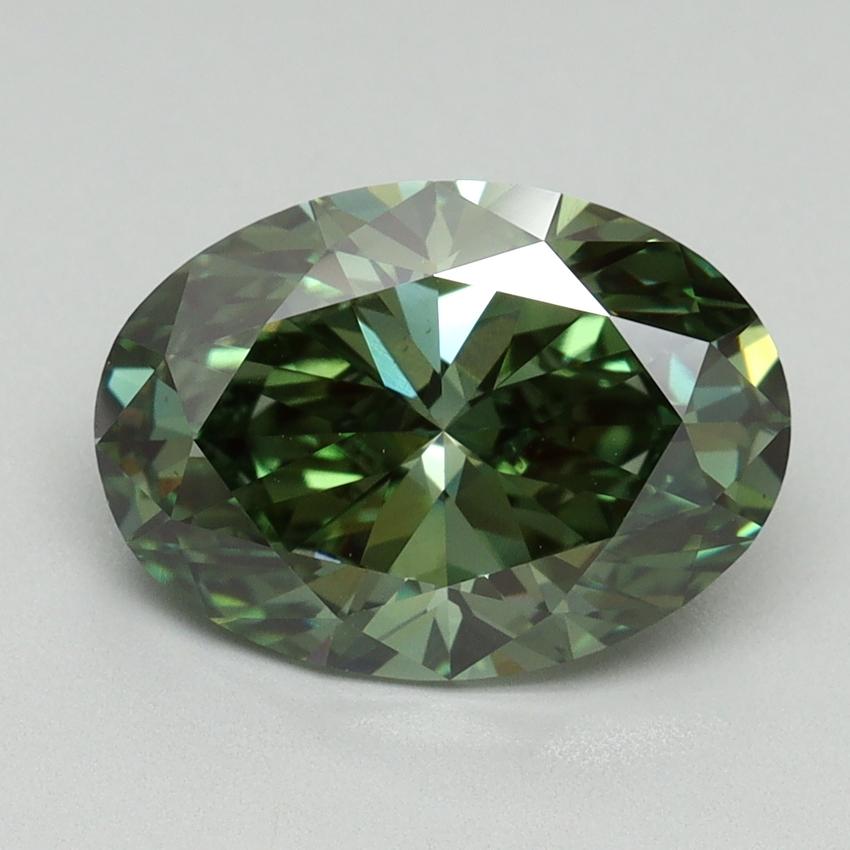 2.98 Ct. Fancy Vivid Green Oval Lab Grown Diamond