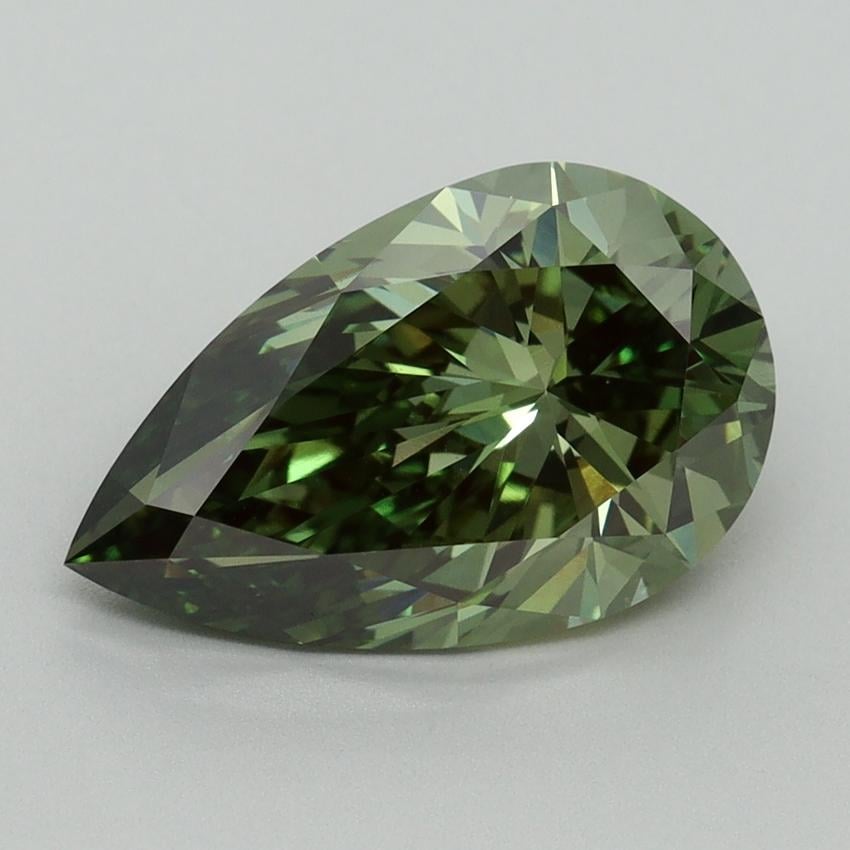 3.07 Ct. Fancy Vivid Green Pear Lab Grown Diamond