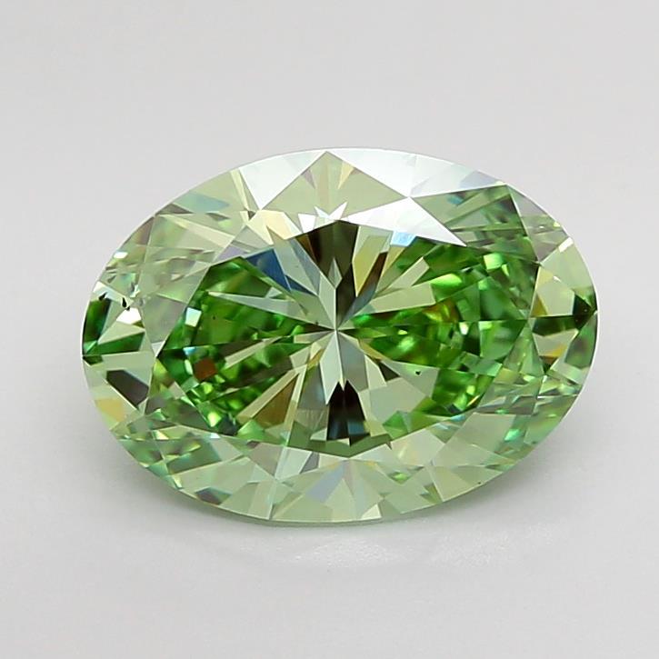 3.49 Ct. Fancy Vivid Green Oval Lab Grown Diamond