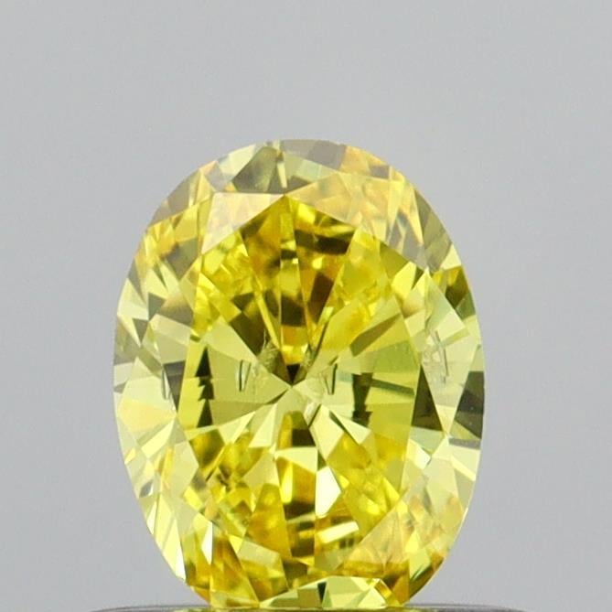 0.45 Ct. Fancy Vivid Yellow Oval Lab Grown Diamond
