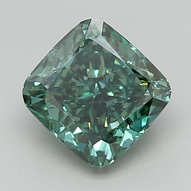 2.50 Ct. Fancy Vivid  Green Cushion Lab Grown Diamond