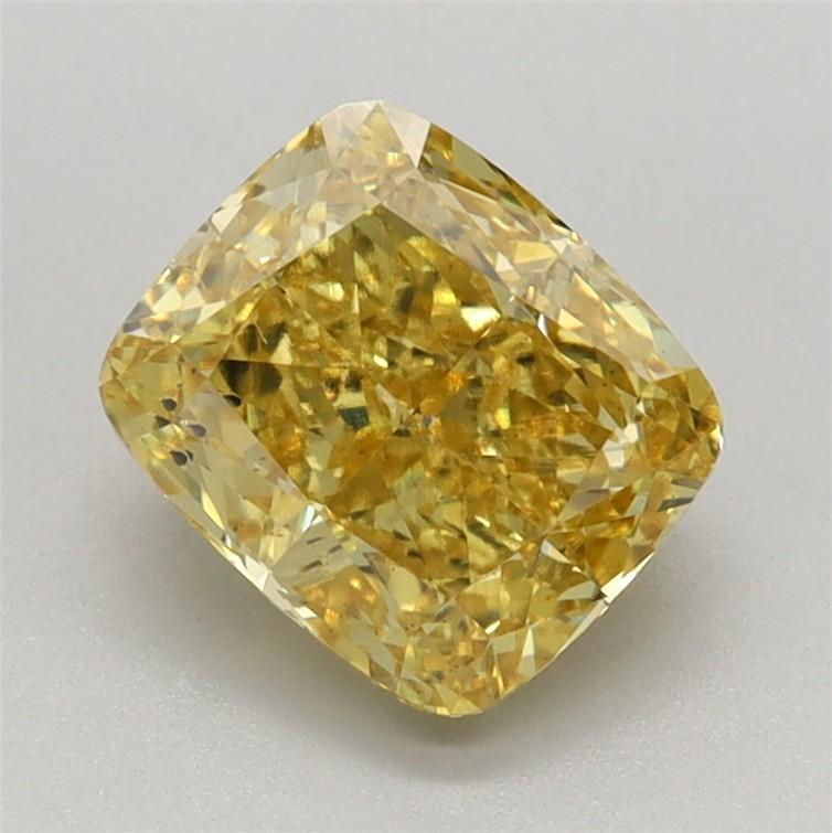 1.39 Ct. Fancy Vivid Yellow Cushion Lab Grown Diamond