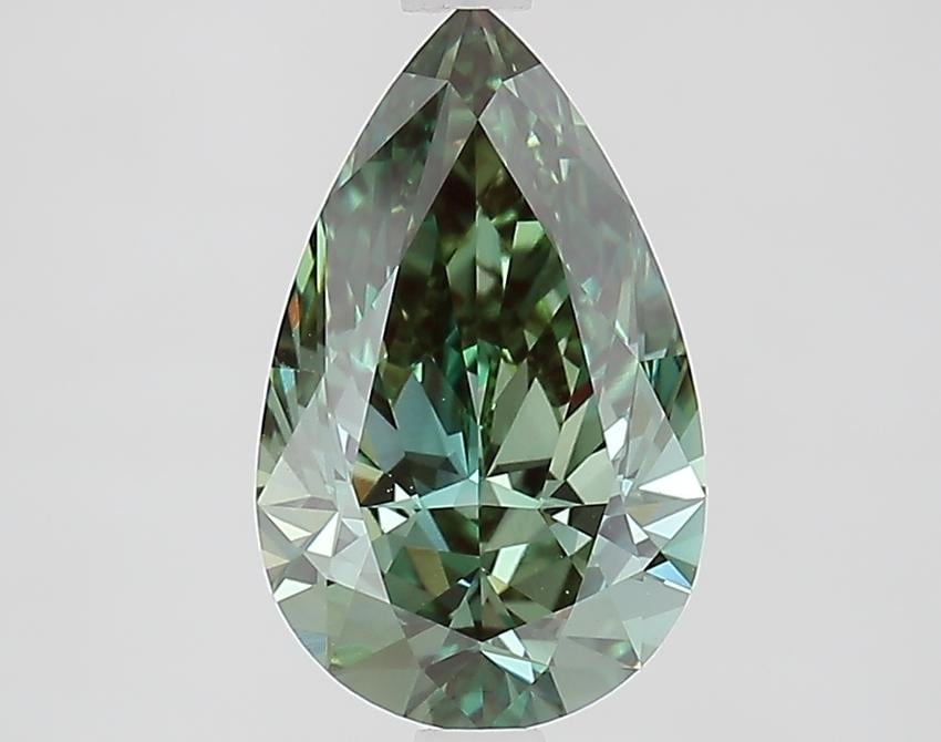 2.10 Ct. Fancy Vivid Green Pear Lab Grown Diamond