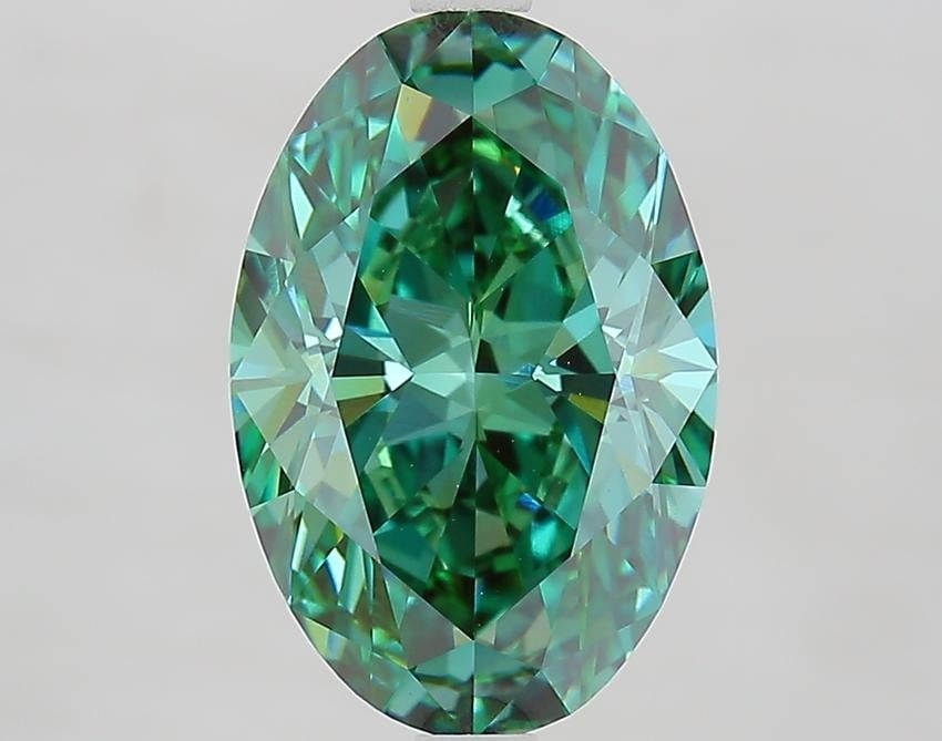3.86 Ct. Fancy Vivid Green Oval Lab Grown Diamond