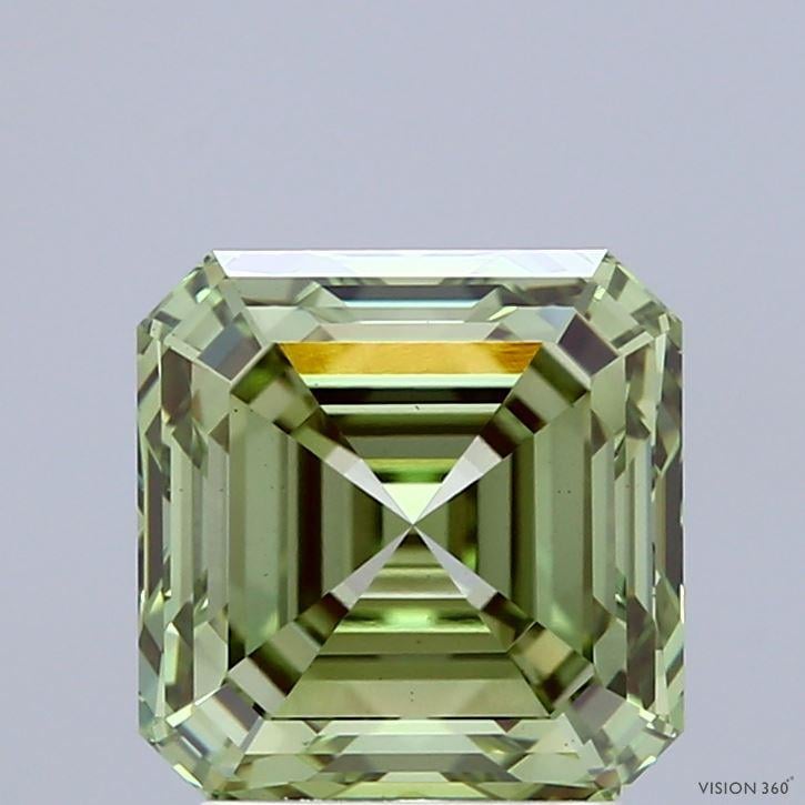 3.04 Ct. Fancy Vivid  Green Asscher Lab Grown Diamond