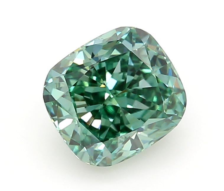 1.04 Ct. Fancy Vivid Green Cushion Lab Grown Diamond