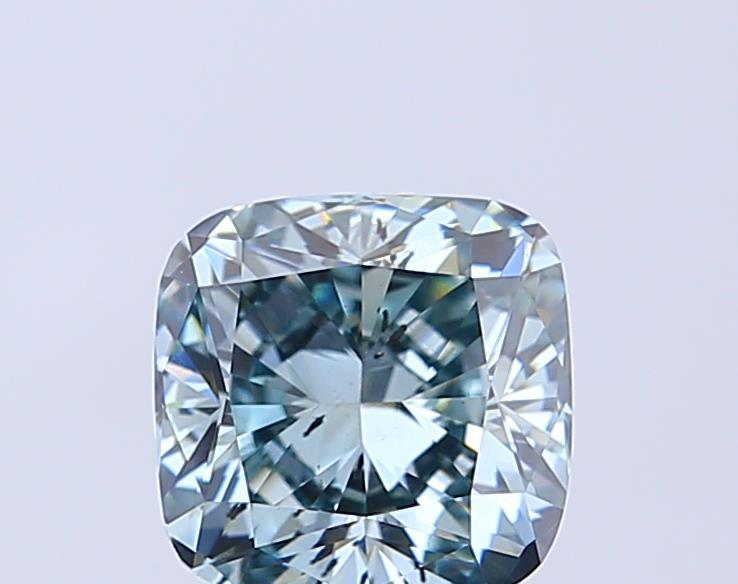 2.16 Ct. Fancy Vivid Greenish Blue Cushion Lab Grown Diamond