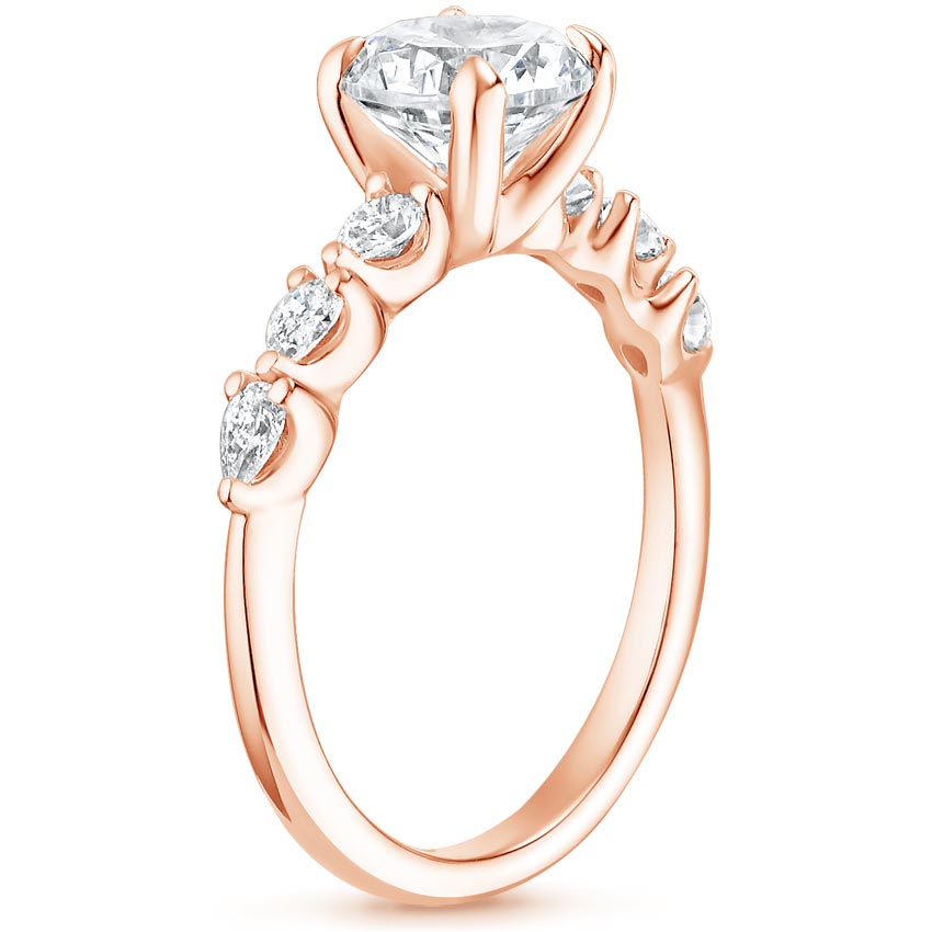 14K Rose Gold Beloved Diamond Ring with Petite Comfort Fit Wedding Ring ...