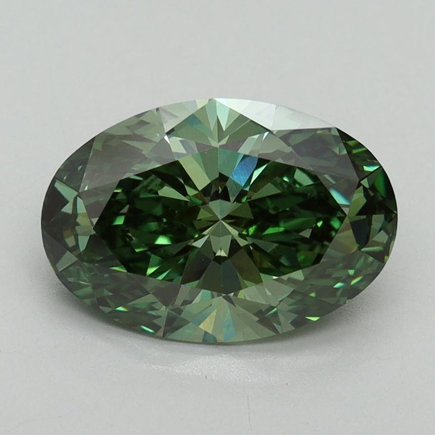2.29 Ct. Fancy Vivid Green Oval Lab Grown Diamond
