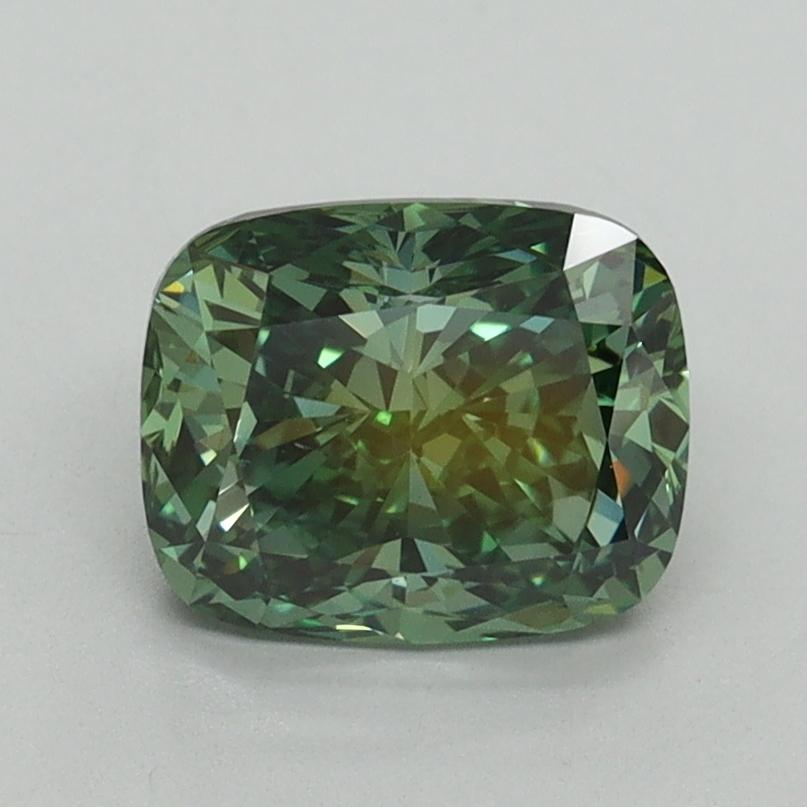 1.51 Ct. Fancy Vivid Green Cushion Lab Grown Diamond