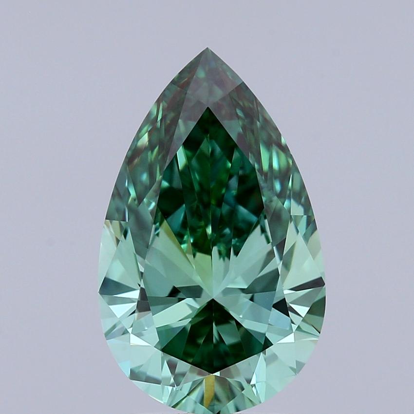 2.51 Ct. Fancy Vivid Green Pear Lab Grown Diamond
