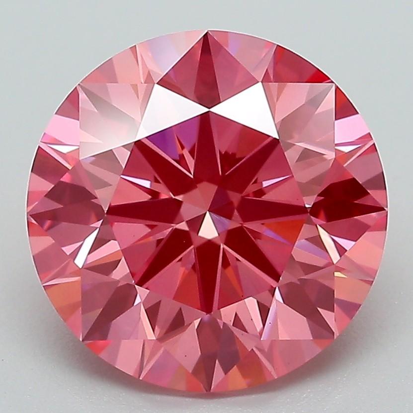 4.09 Ct. Fancy Vivid Pink Round Lab Grown Diamond