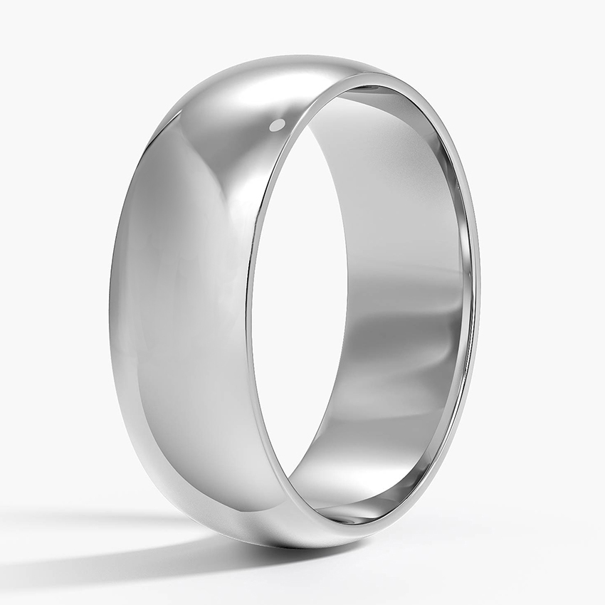 Pink Enamelled Block 18ct White Gold 7mm Wedding Ring