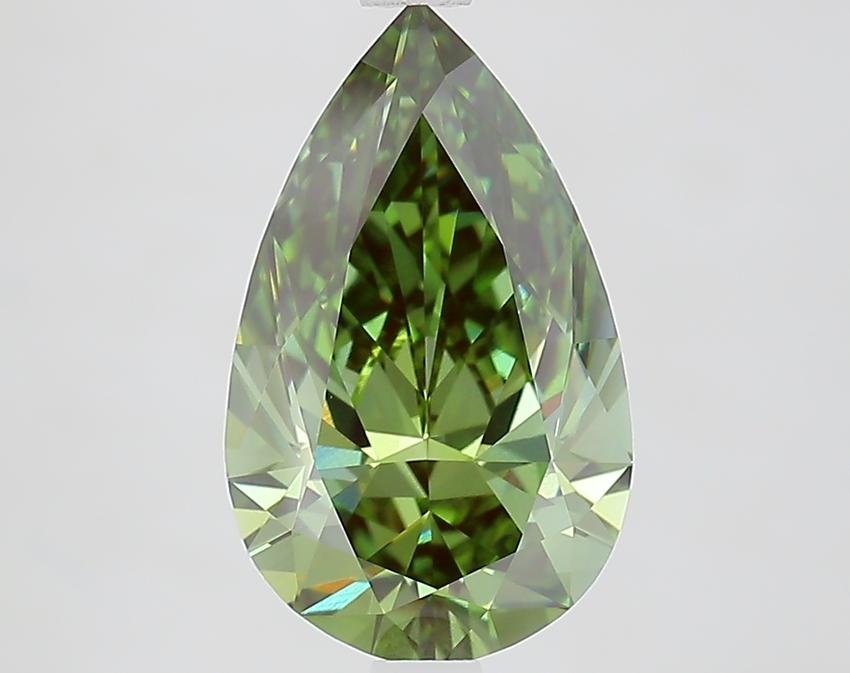 3.02 Ct. Fancy Vivid Green Pear Lab Grown Diamond