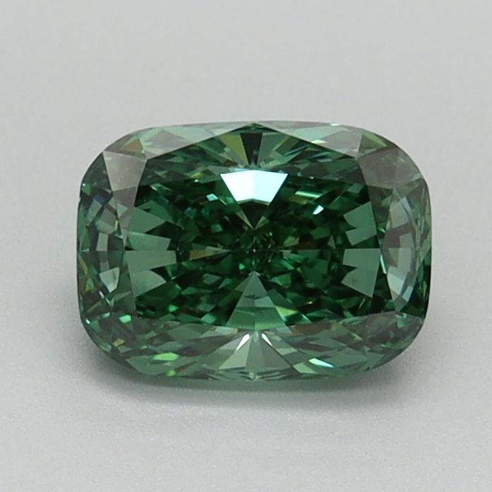 0.87 Ct. Fancy Vivid Green Cushion Lab Grown Diamond