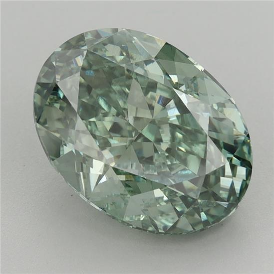 3.66 Ct. Fancy Vivid Green Oval Lab Grown Diamond