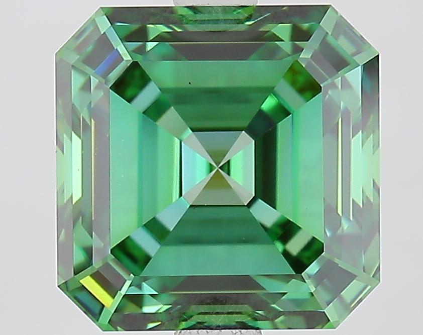 3.34 Ct. Fancy Vivid Green Asscher Lab Grown Diamond