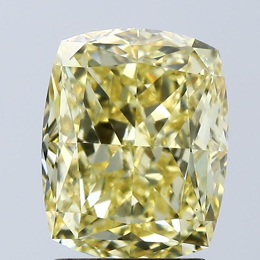 3.01 Ct. Fancy Vivid Yellow Cushion Lab Grown Diamond