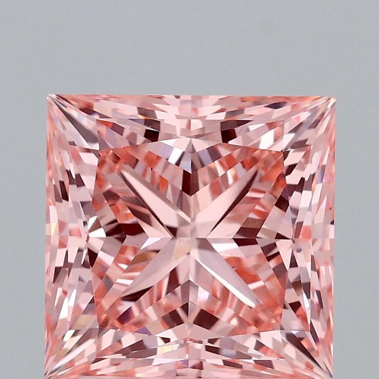 3.23 Ct. Fancy Vivid Orangy Pink Princess Lab Grown Diamond