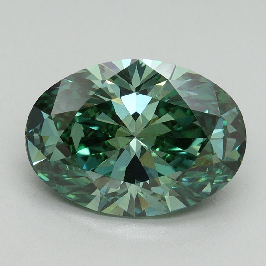 3.11 Ct. Fancy Vivid Pacific Green Oval Lab Grown Diamond