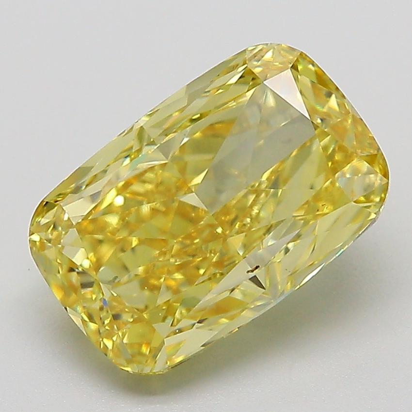 3.67 Ct. Fancy Intense  Yellow Cushion Lab Grown Diamond