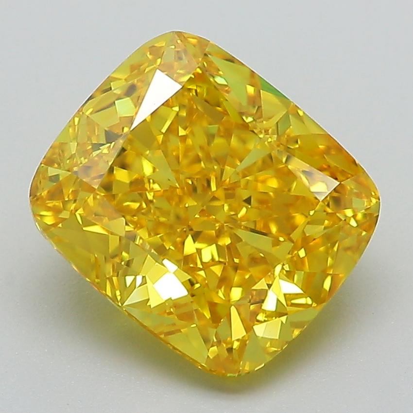 3.75 Ct. Fancy Vivid Yellow Cushion Lab Grown Diamond