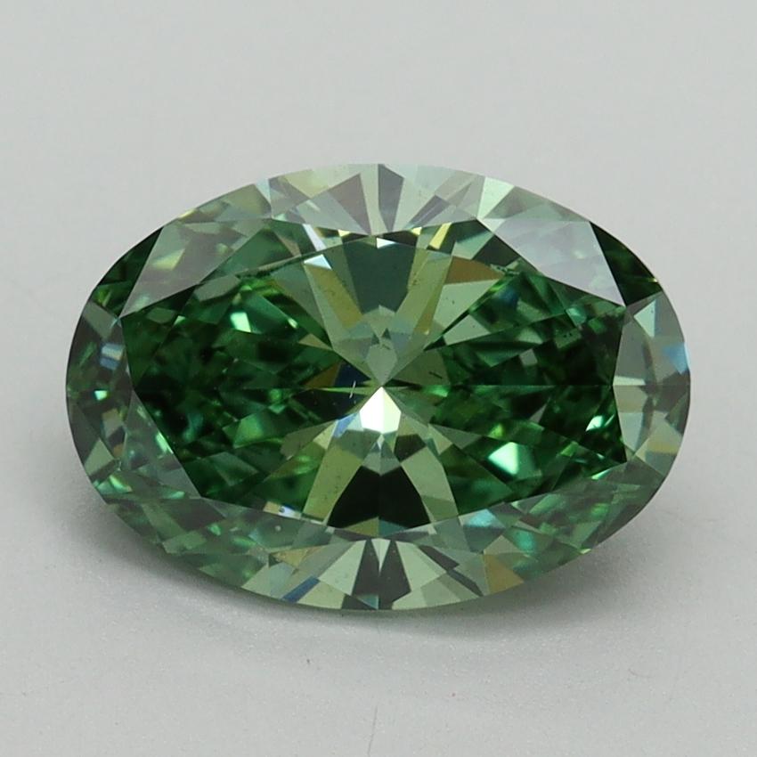 2.00 Ct. Fancy Vivid Green Oval Lab Grown Diamond