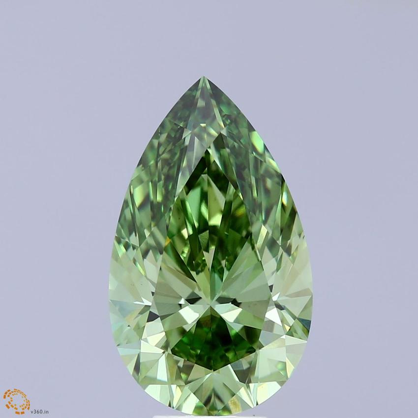 5.55 Ct. Fancy Vivid Green Pear Lab Grown Diamond