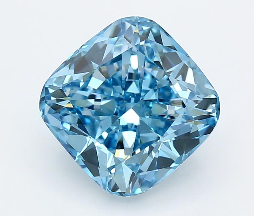 3.78 Ct. Fancy Vivid  Blue Cushion Lab Grown Diamond