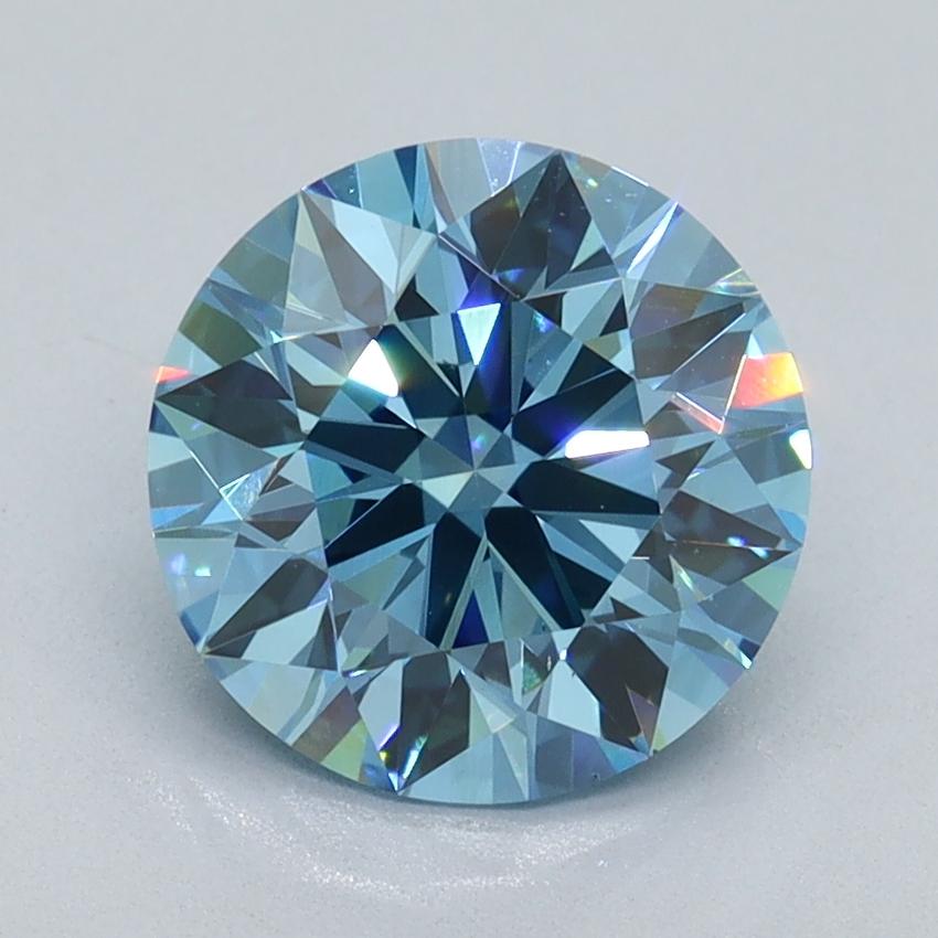 2.10 Ct. Fancy Vivid Blue Round Lab Grown Diamond