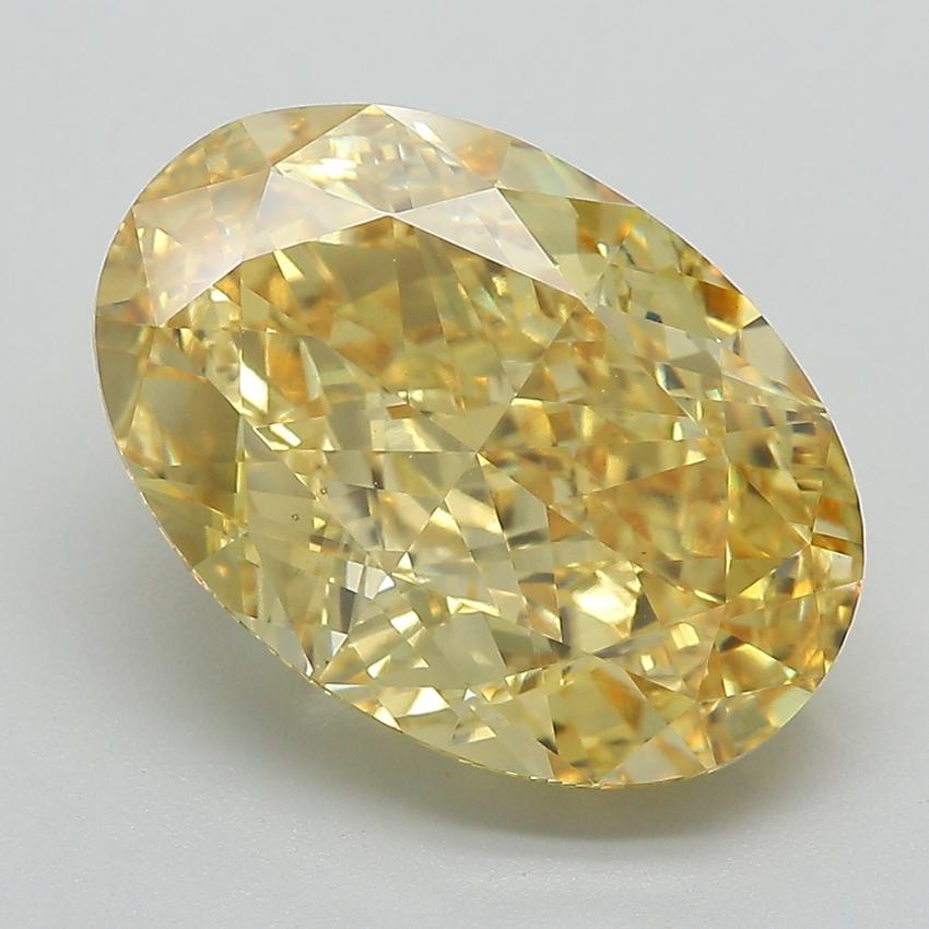 7.19 Ct. Fancy Intense  Yellow Oval Lab Grown Diamond