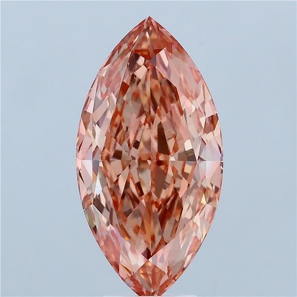 6.56 Ct. Fancy Vivid Orangy Pink Marquise Lab Grown Diamond