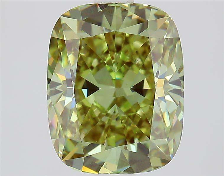 2.42 Ct. Fancy Vivid  Green Cushion Lab Grown Diamond