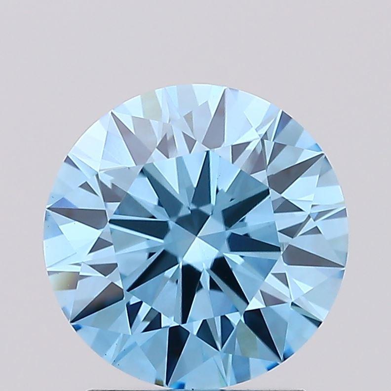 1.77 Ct. Fancy Vivid Blue Round Lab Grown Diamond