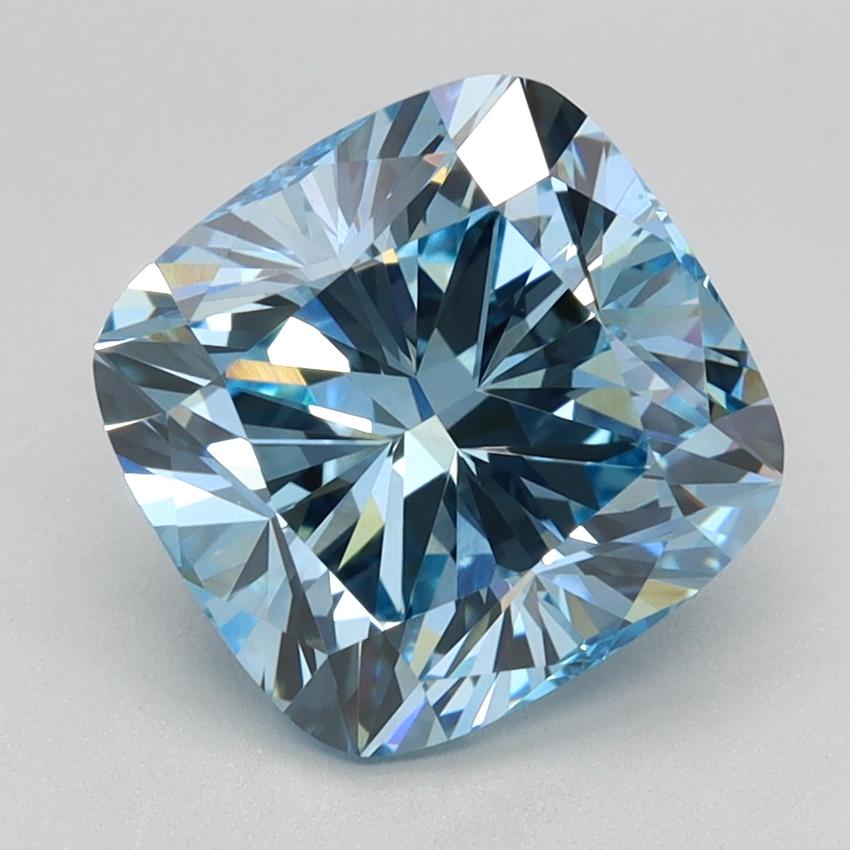 2.53 Ct. Fancy Intense Blue Cushion Lab Grown Diamond