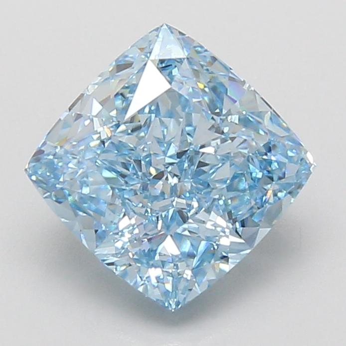 3.06 Ct. Fancy Vivid Blue Cushion Lab Grown Diamond