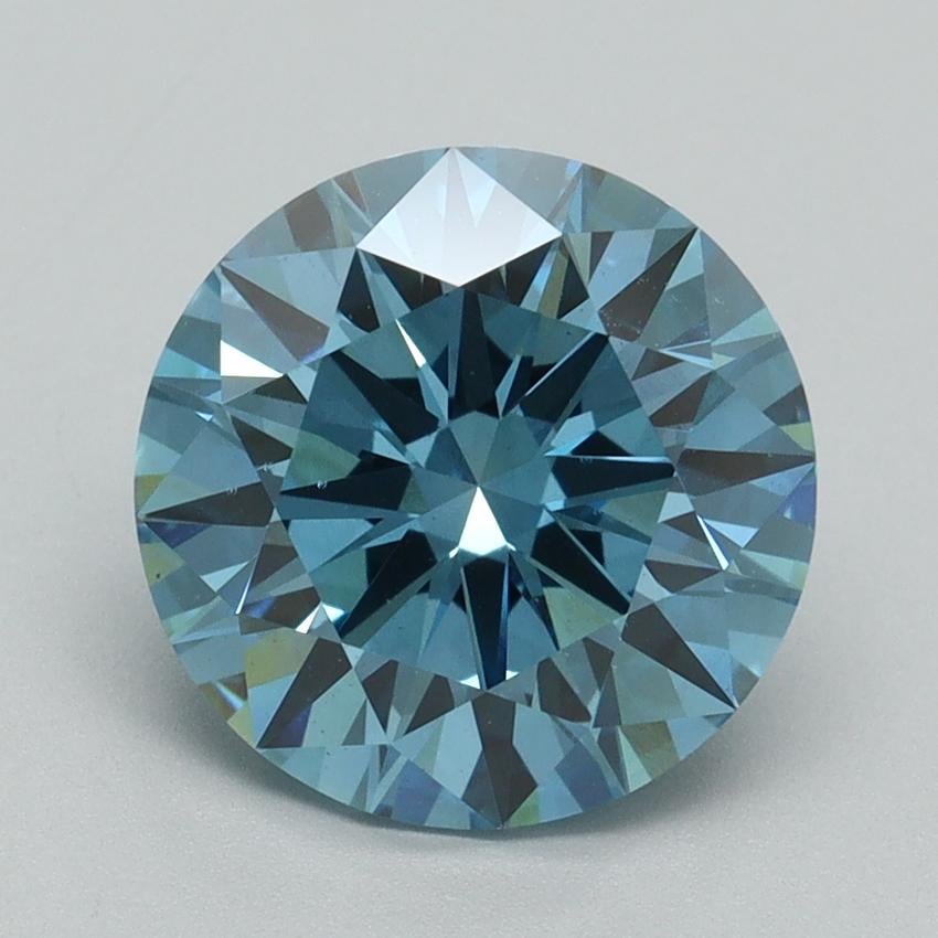3.12 Ct. Fancy Vivid Blue Round Lab Grown Diamond