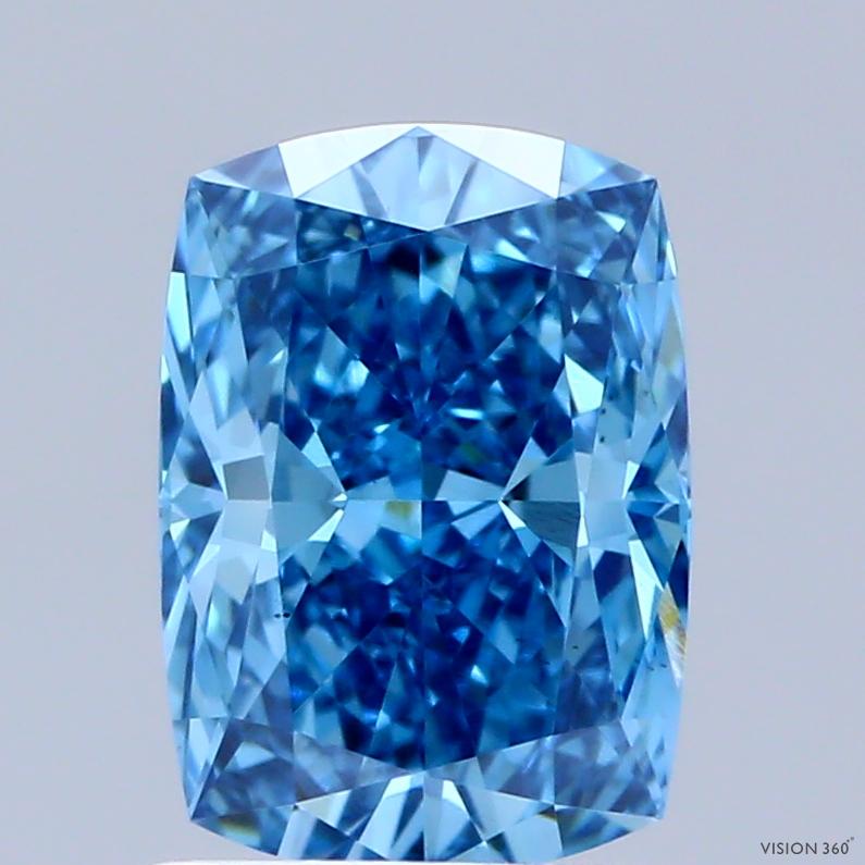 1.51 Ct. Fancy Vivid  Blue Cushion Lab Grown Diamond