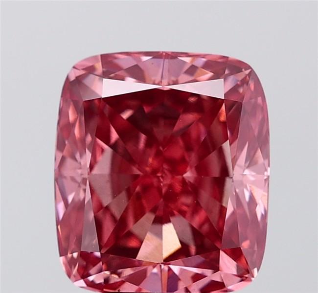 5.13 Ct. Fancy Vivid Brownish Pink Cushion Lab Grown Diamond