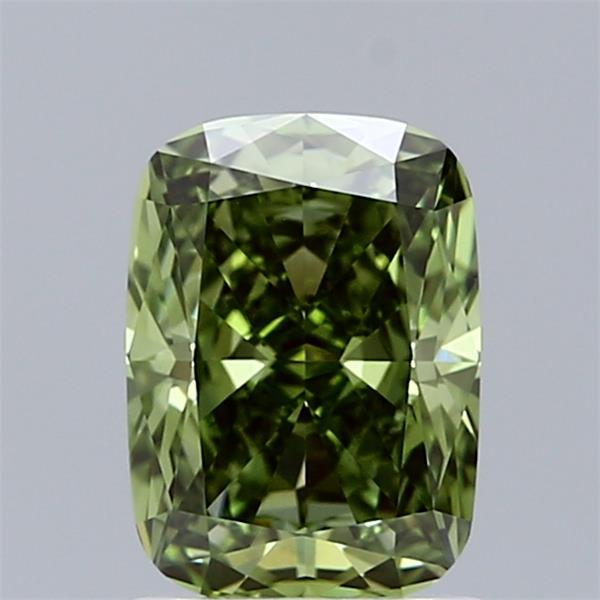 1.51 Ct. Fancy Vivid Green Cushion Lab Grown Diamond