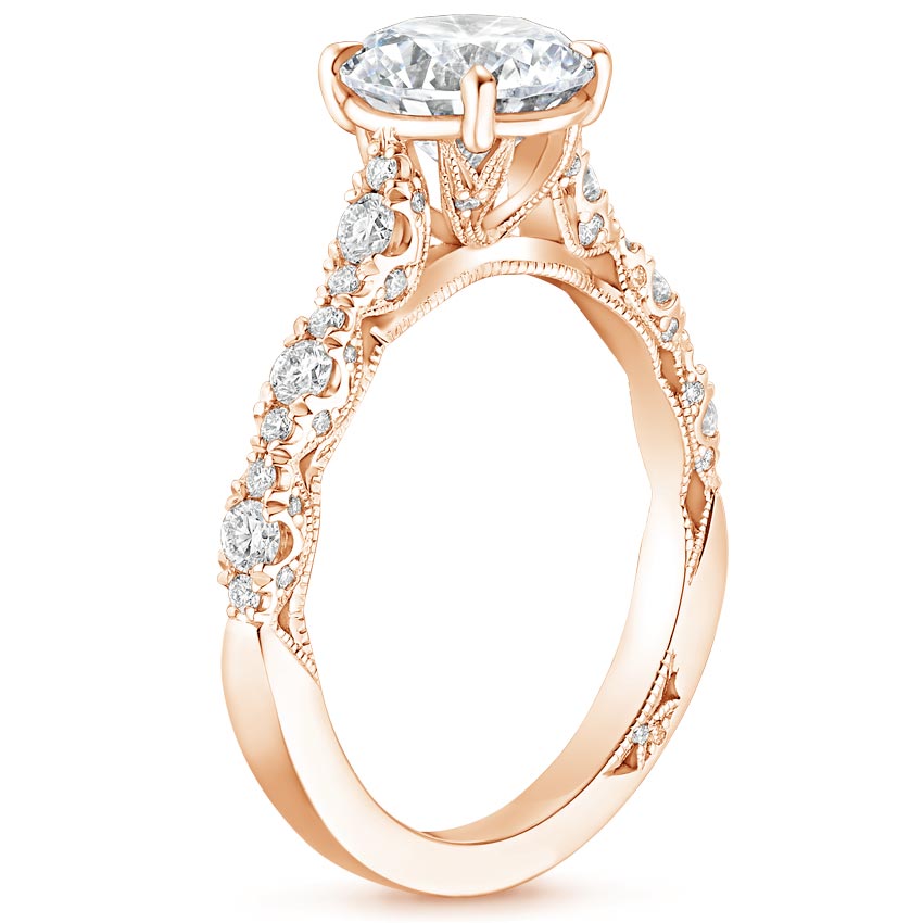 18K Rose Gold Tacori Petite Crescent Pavé Diamond Ring (1/3 ct. tw.), large side view