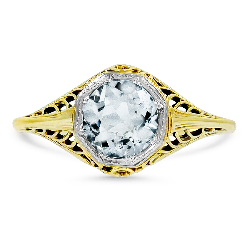 Art Deco Aquamarine Cocktail Ring